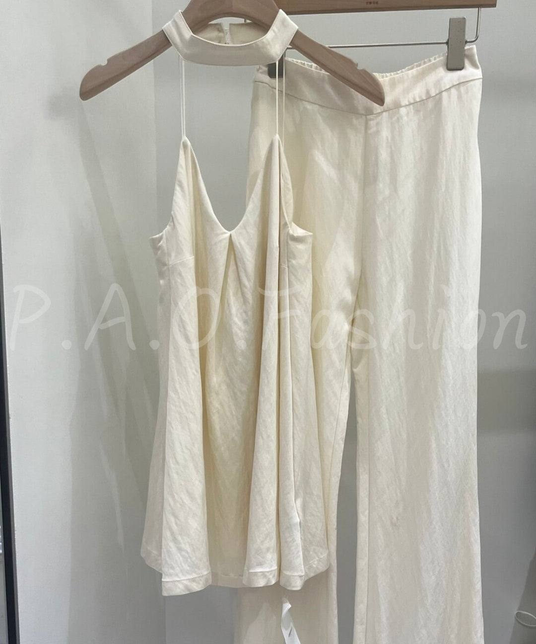 Halter V-Neck Top & Wide-Leg Pants Set[Available Now]