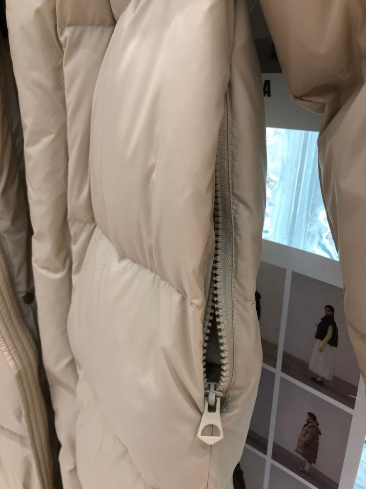Minimalist Long Down Coat with Detachable Hood