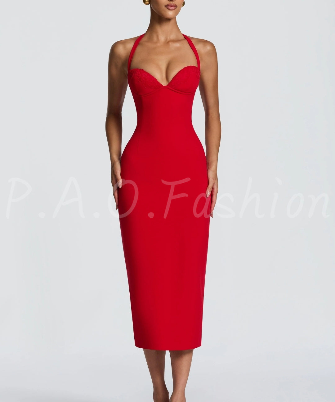 Elowen Lace Halter Midi Dress