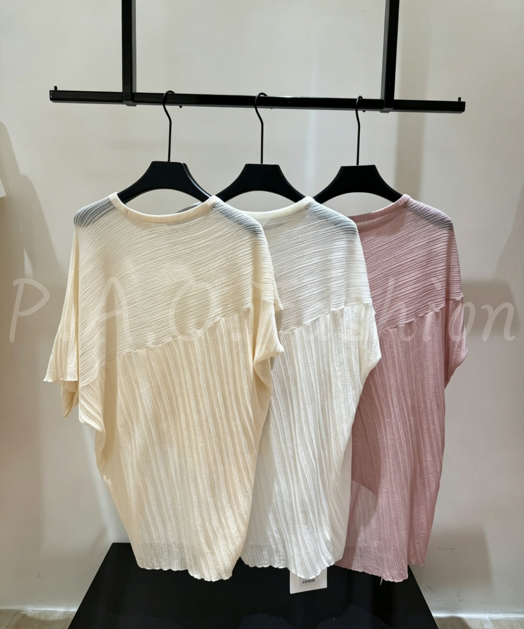 Sheer Tencel Off-Shoulder Knit Top