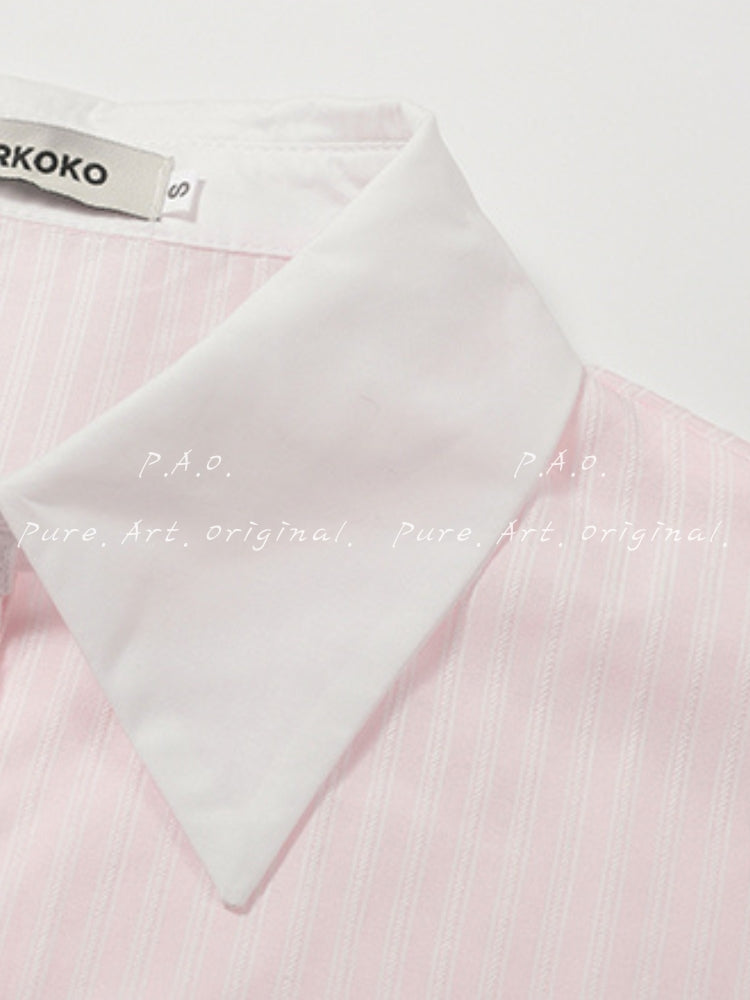 Blush Stripe Bubble Hem Shirt Dress