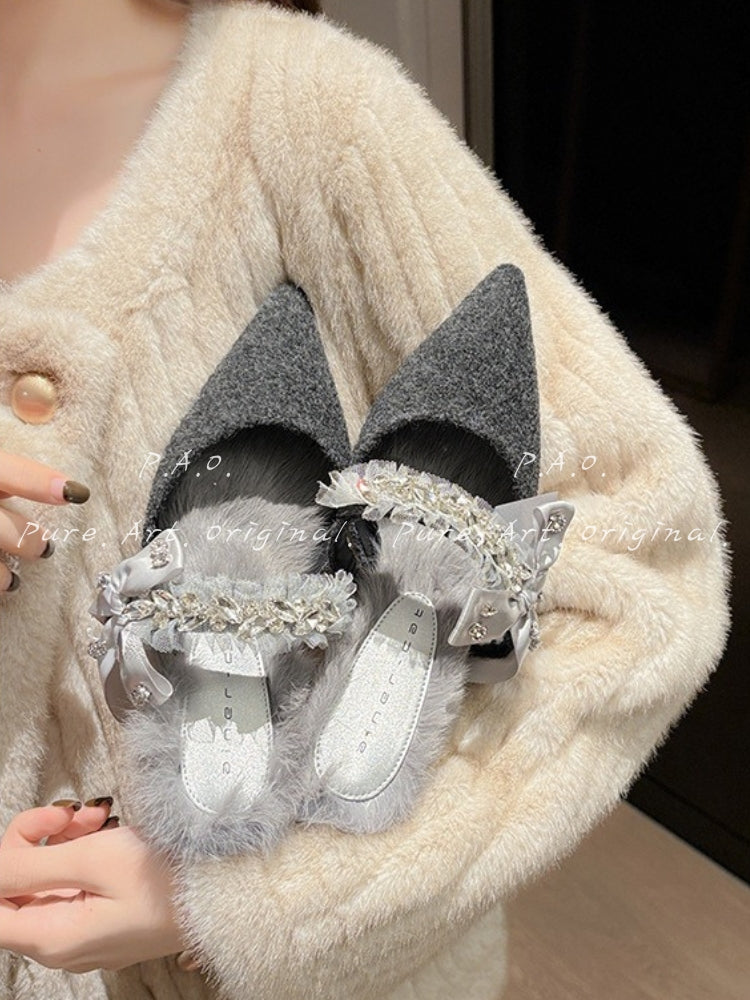 FROSTED FUR HEELS