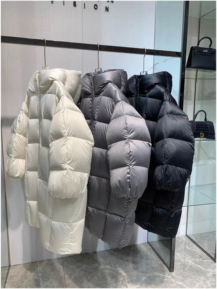 Puffer Satin Mid-Length Down Jacket