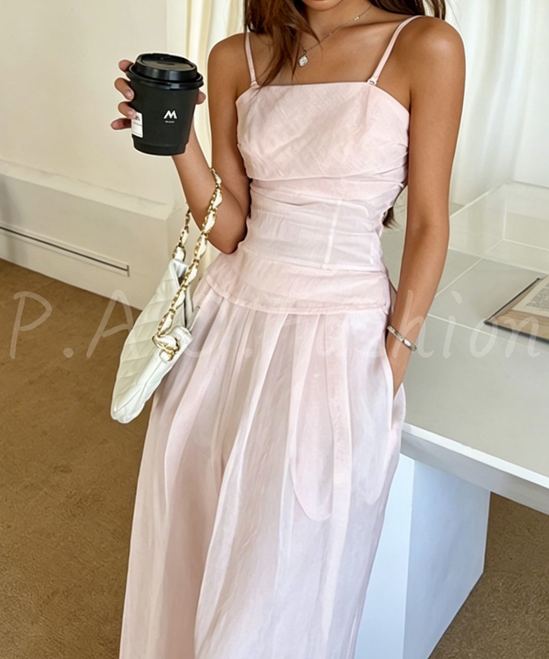 Crinkled Cami & Wide-Leg Pants Set
