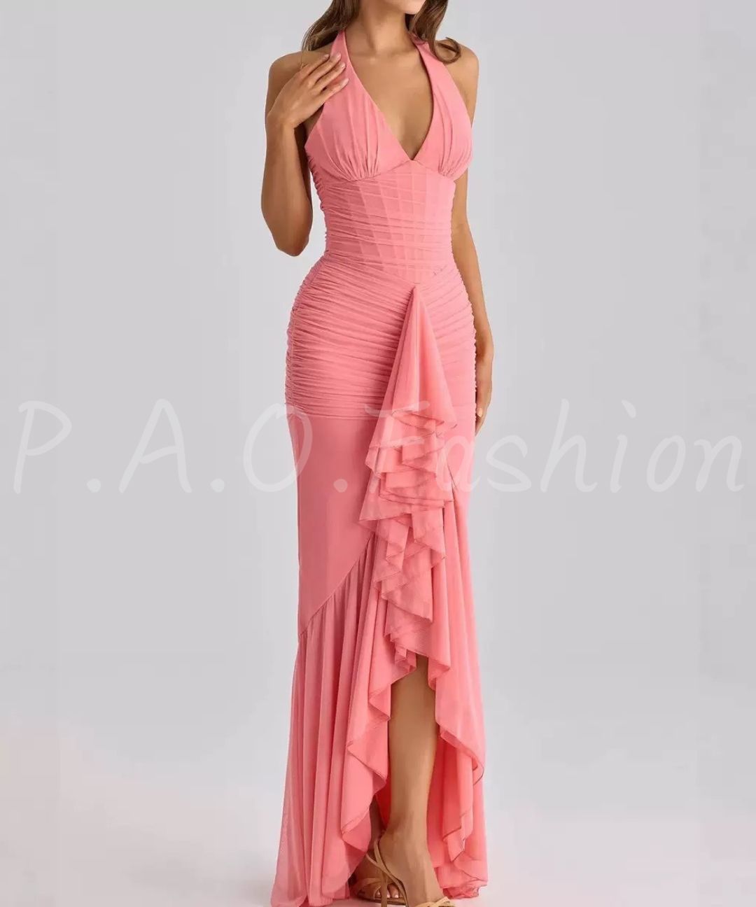 Halter Corset Mesh Mermaid Gown