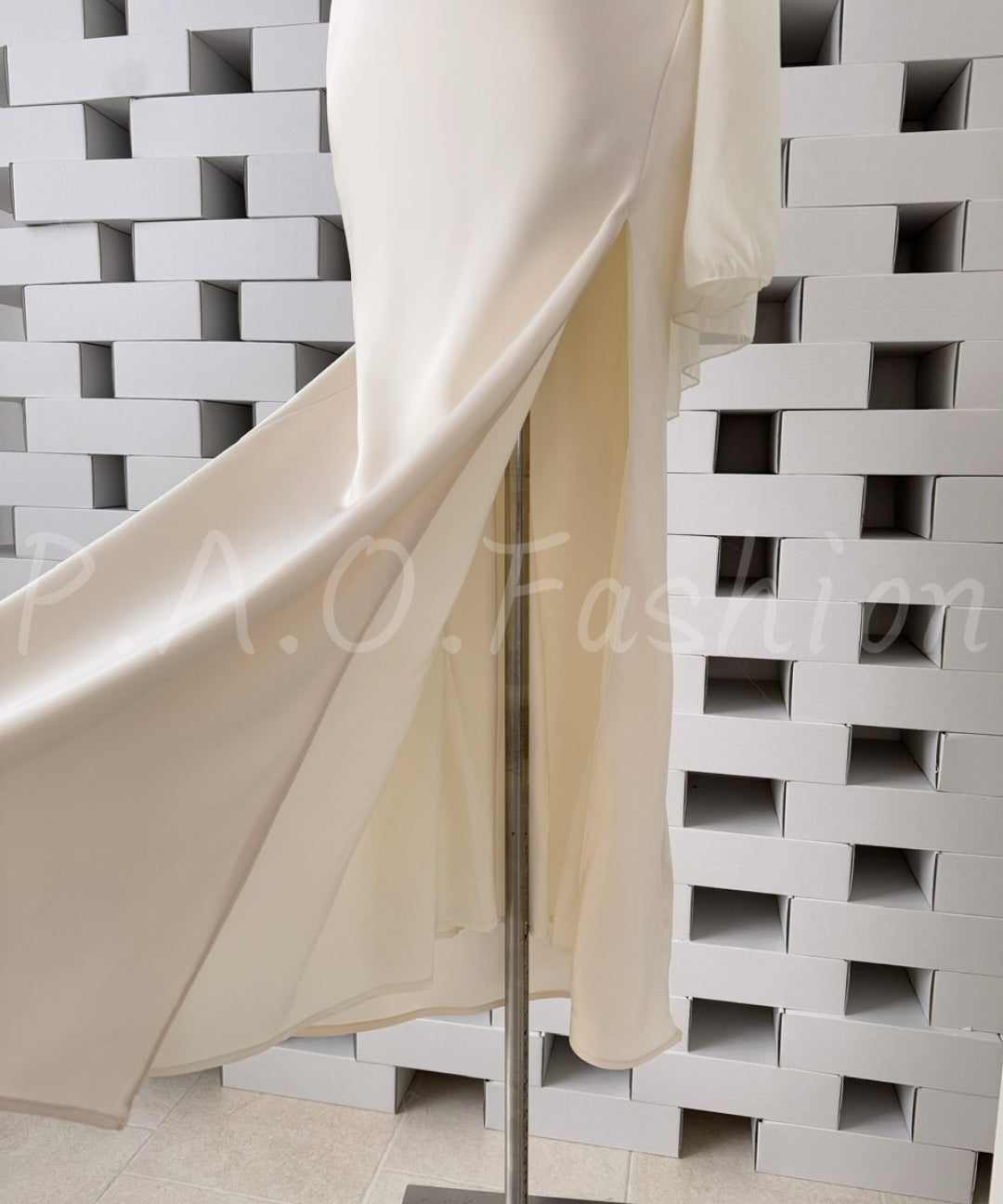 One-Shoulder Satin Slip Dress with Sash & Side Slit[Available Now]