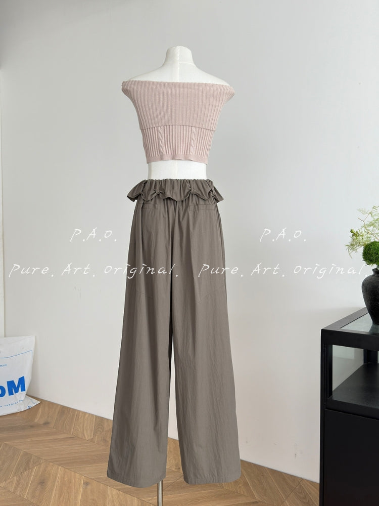 Willow Draped High‑Waist Wide‑Leg Pants