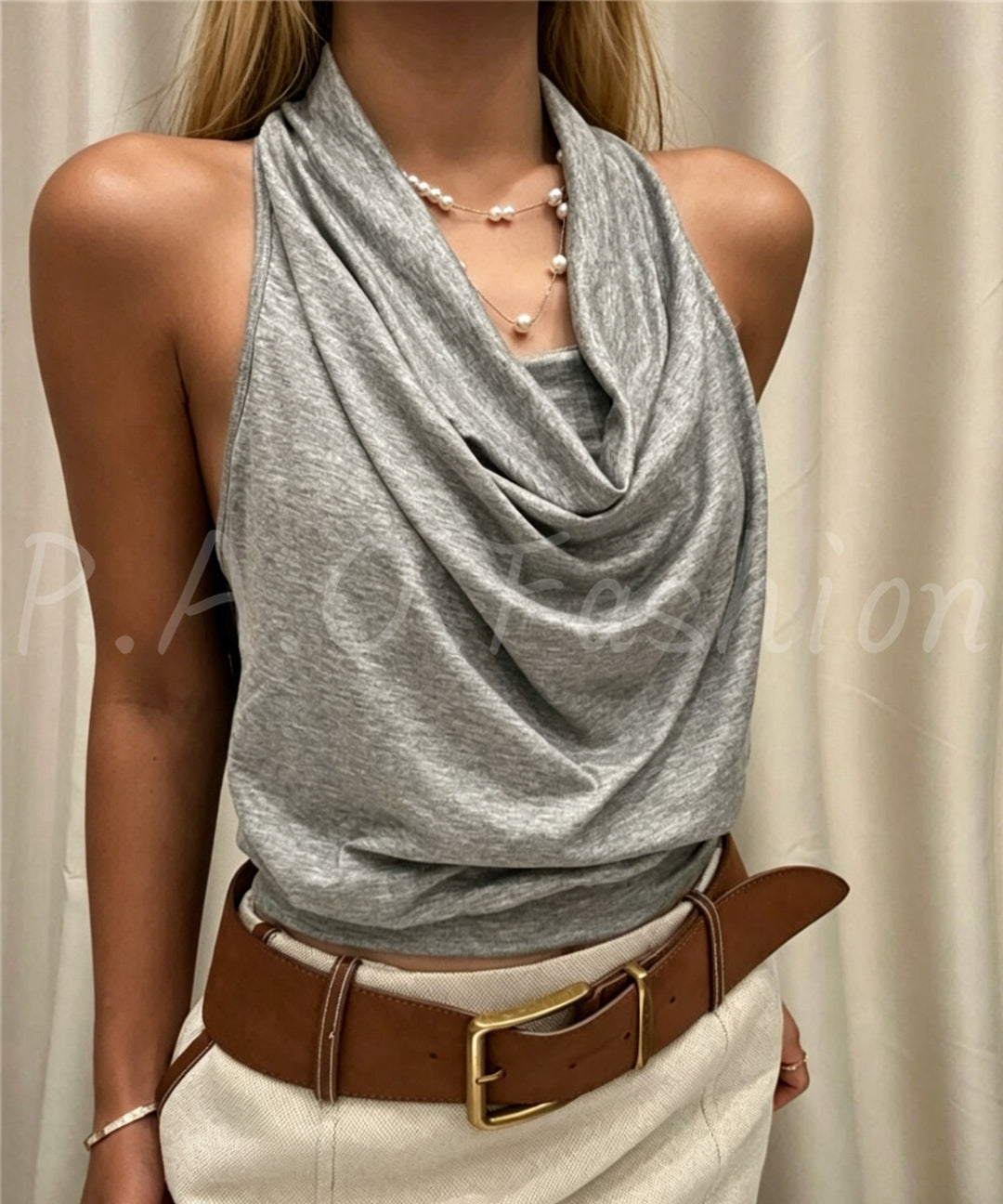 Draped Halter Knit Tank Top[Available Now]