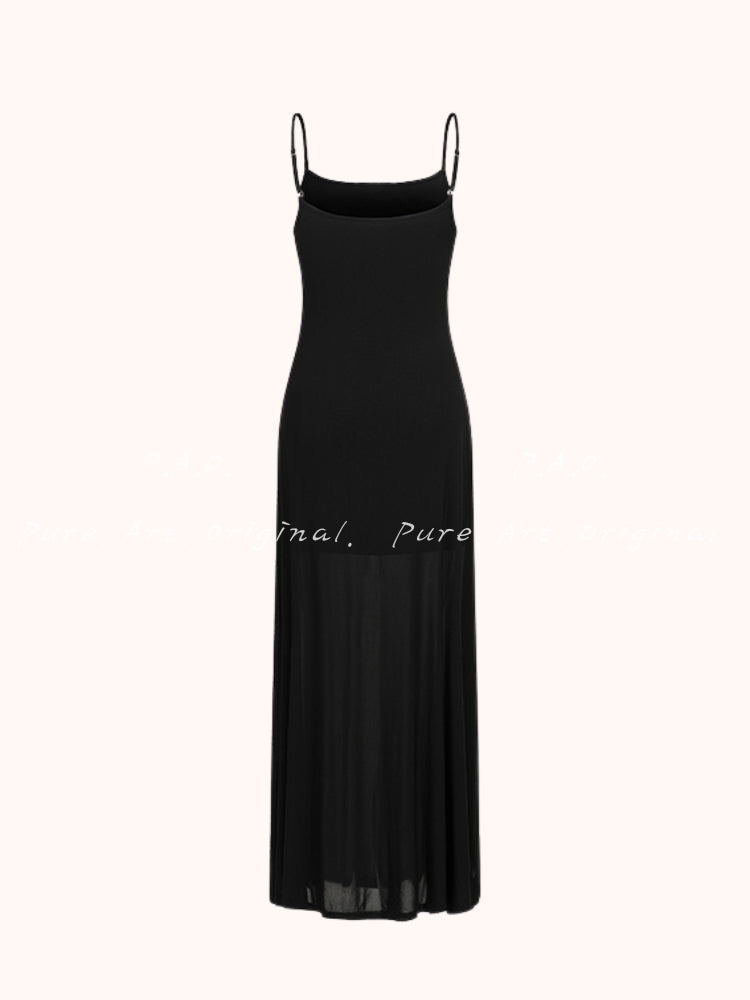 NOIR MESH SCULPT MIDI DRESS