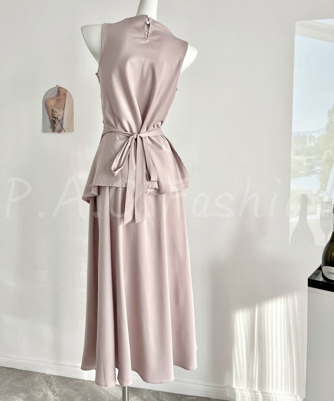 Satin Tie-Back Top & High-Waist Maxi Skirt Set[Available Now]