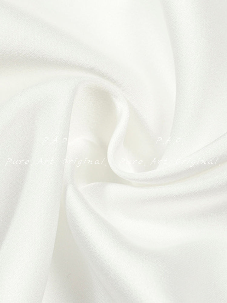White Asymmetrical Ruffle Chiffon Dress