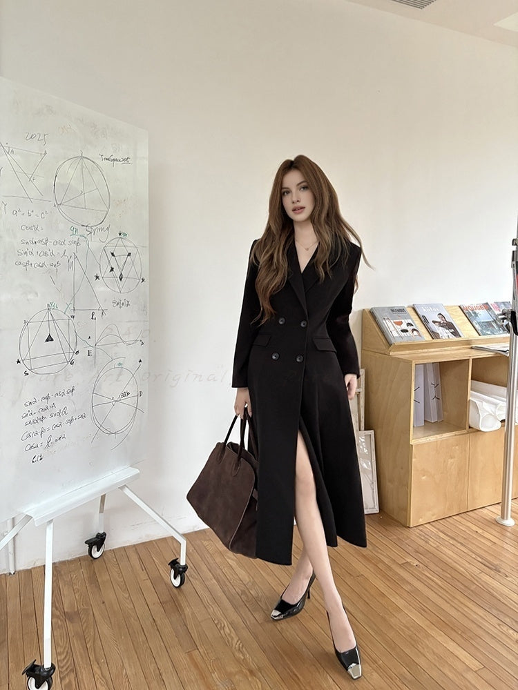 Hepburn-Inspired Belted Long Trench Coat