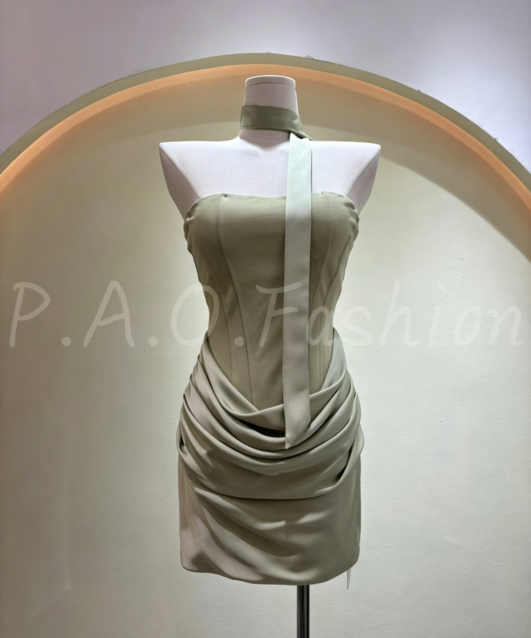 Satin Halter Bandeau Dress[Available Now]