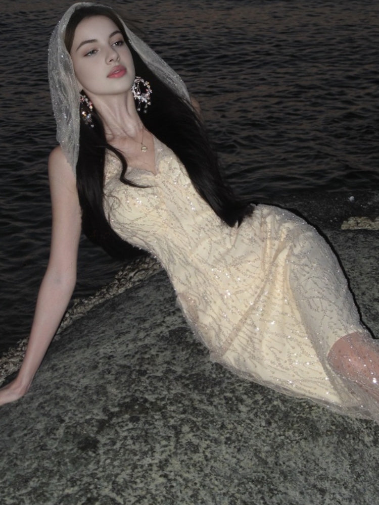 Subtle Sparkle Hooded Sequin Dress