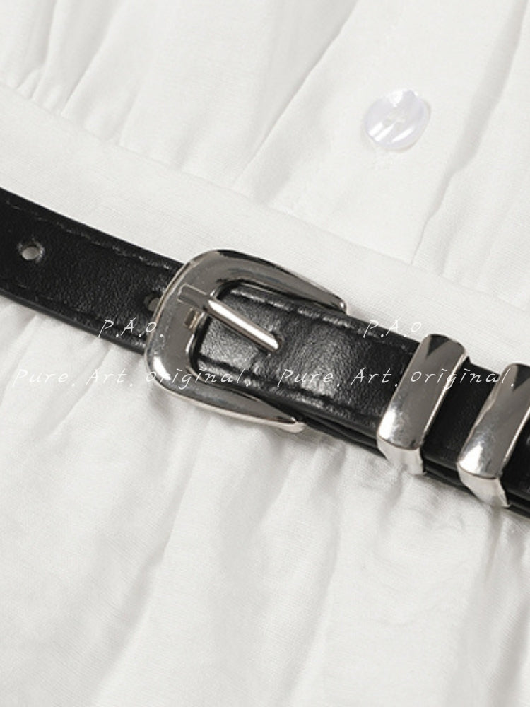 Pure White Belted Shirt Dress