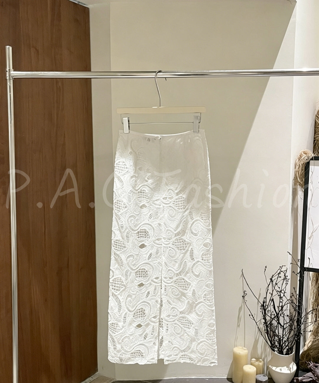 Cotton Eyelet Embroidered High-Waisted Maxi Skirt[Available Now]