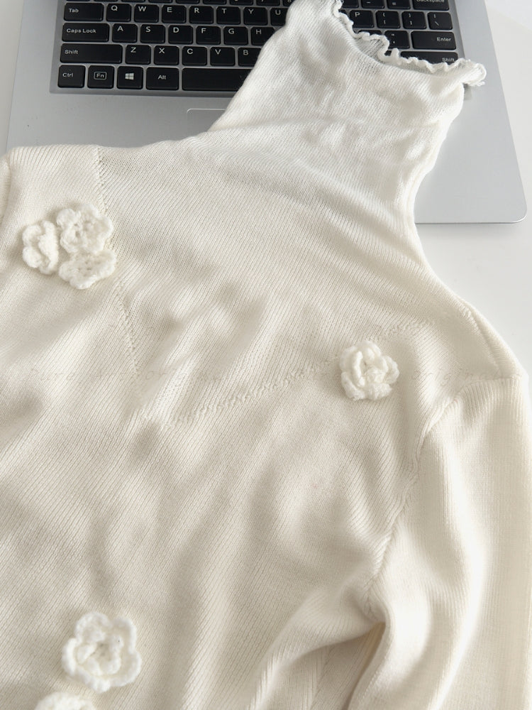 Floral Knit Fitted Midi Dress