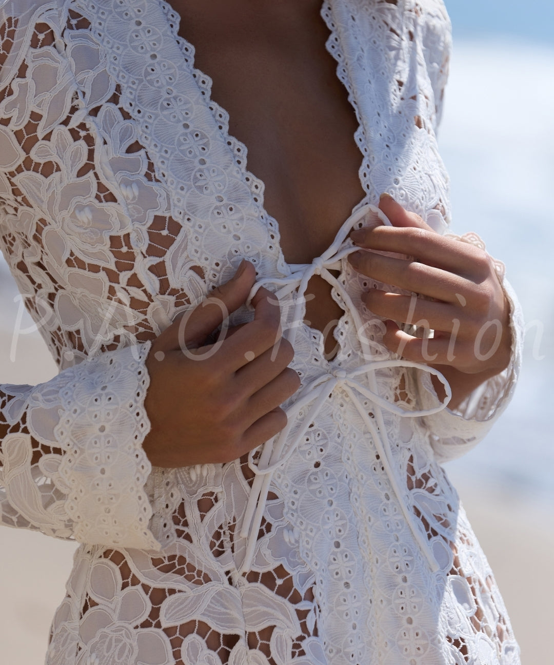 Floral Corded Lace Long Sleeve Mini Dress[Available Now]