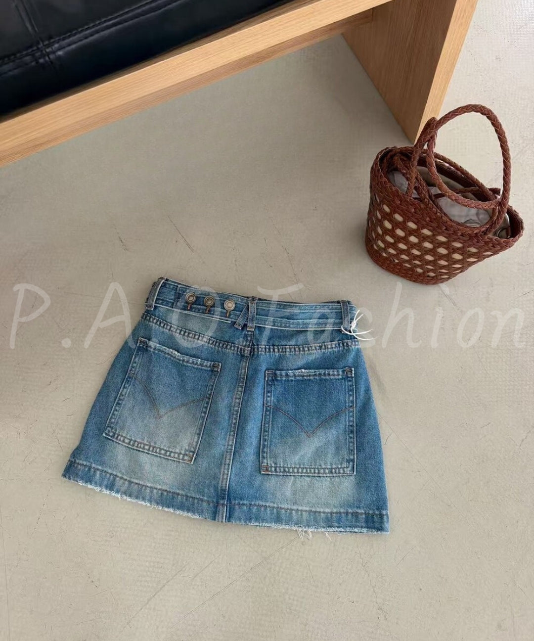 Vintage Washed A-Line Denim Mini Skirt[Available Now]