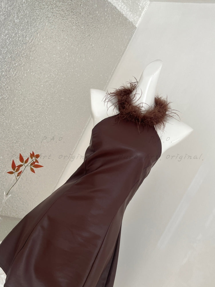 ELARA FEATHER HALTER DRESS