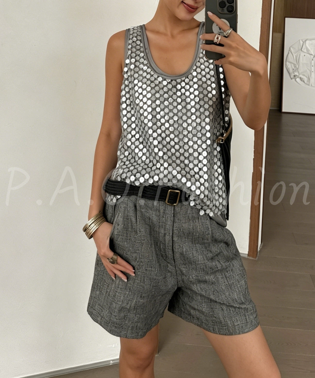 Sequin Layered Sleeveless Tank