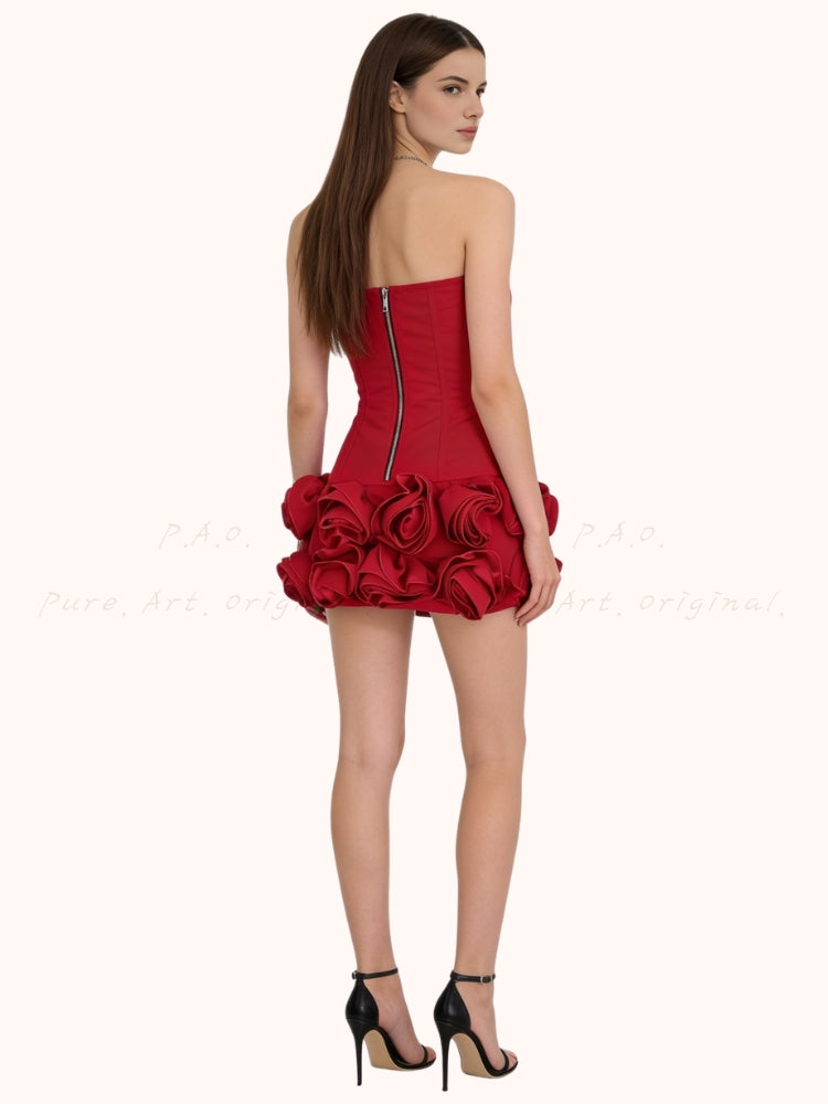 Off-Shoulder Corset Top & 3D Floral Skort Set