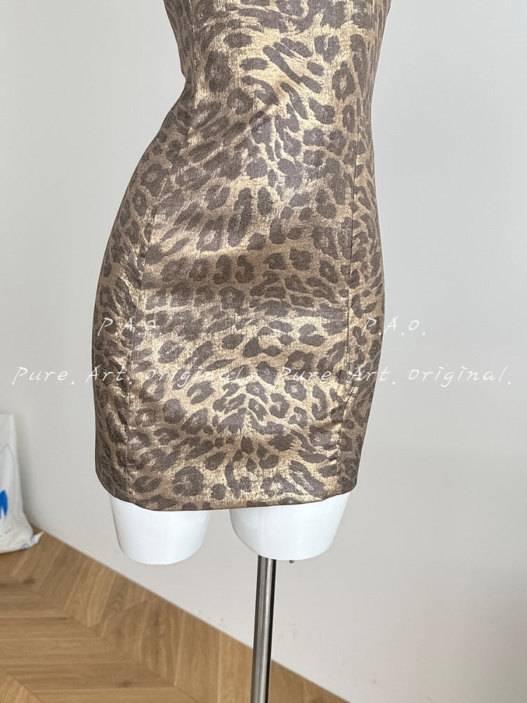 Noir Wild Leopard Strapless Bodycon Mini Dress