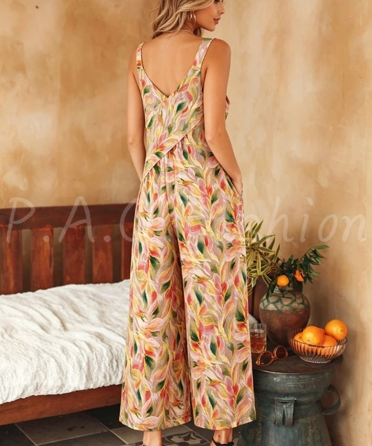 Boho Print Halter Wide-Leg Jumpsuit[Available Now]