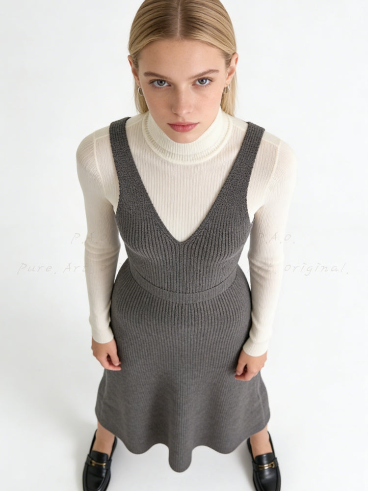 Slim Knit V-Neck Sleeveless Maxi Dress