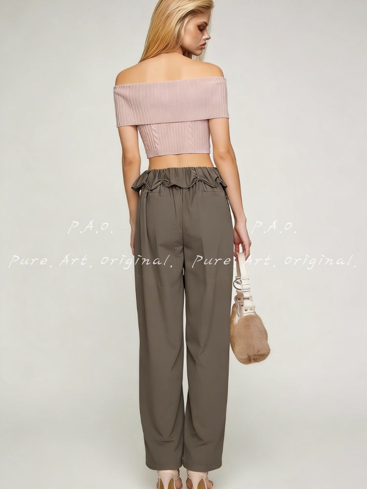 Willow Draped High‑Waist Wide‑Leg Pants