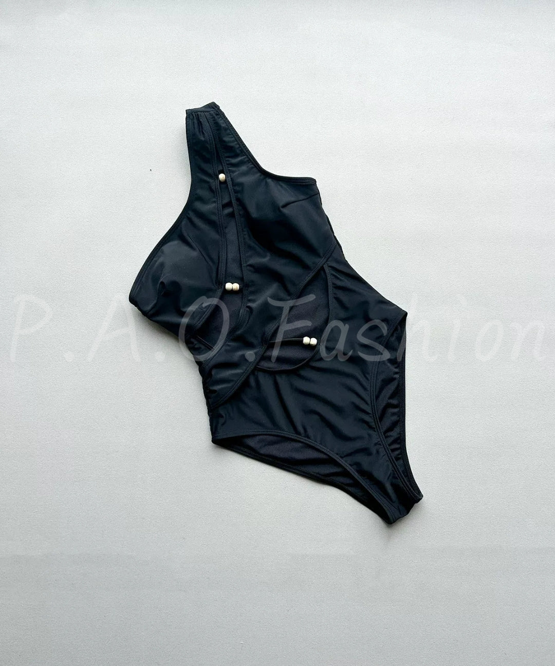 One-Shoulder Cut-Out Embellished Swimsuit