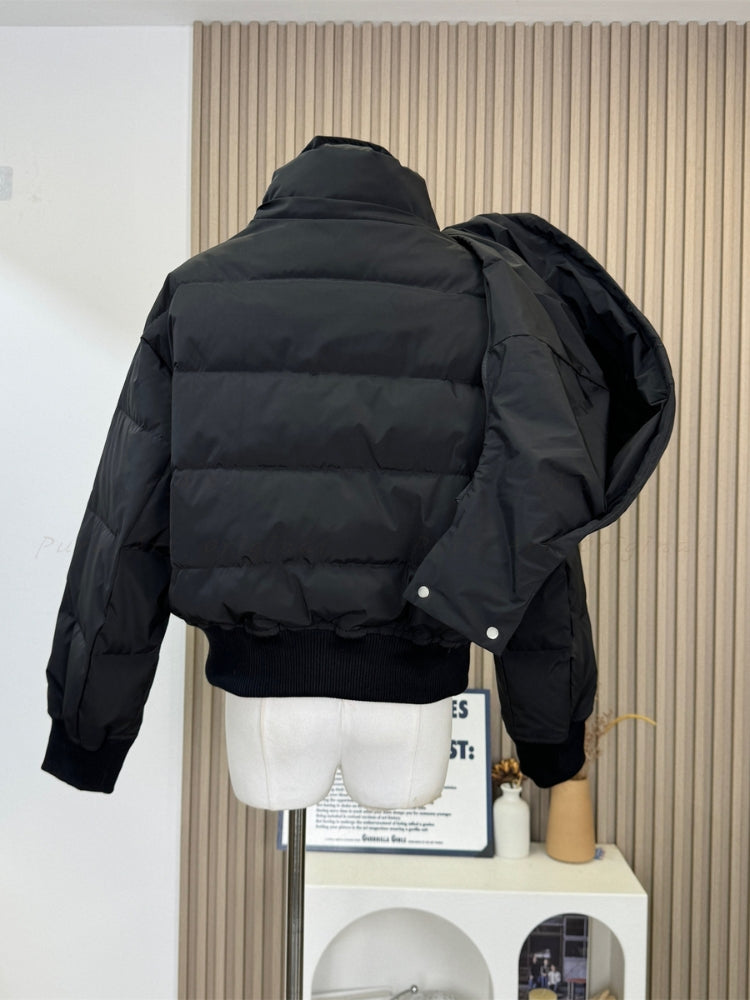 Stand Collar Hooded Puffer Coat