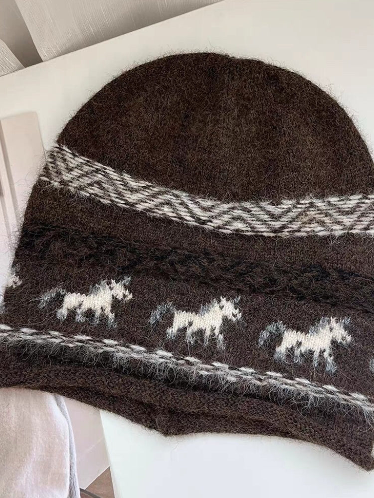 Unicorn Fair Isle–Style Vintage Knit Beanie