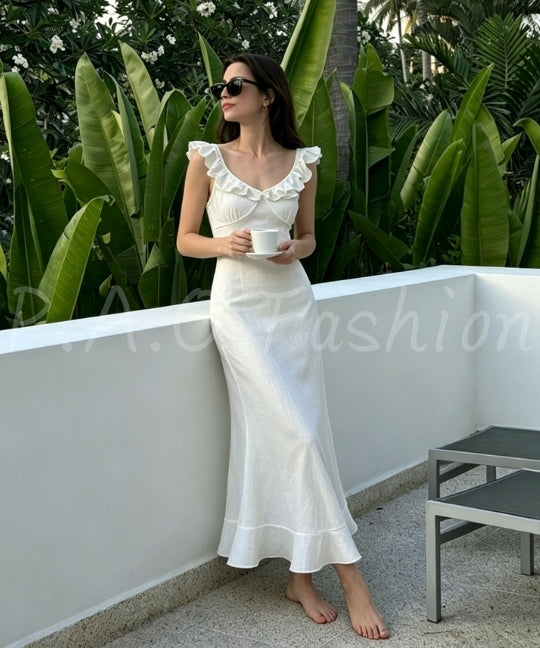 Ruffle V-Neck Mermaid Dress