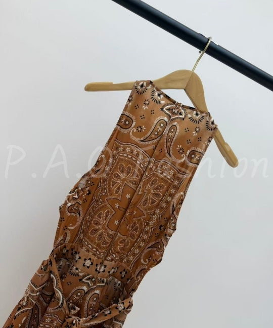 Paisley Print Halter Midi Dress[Available Now]