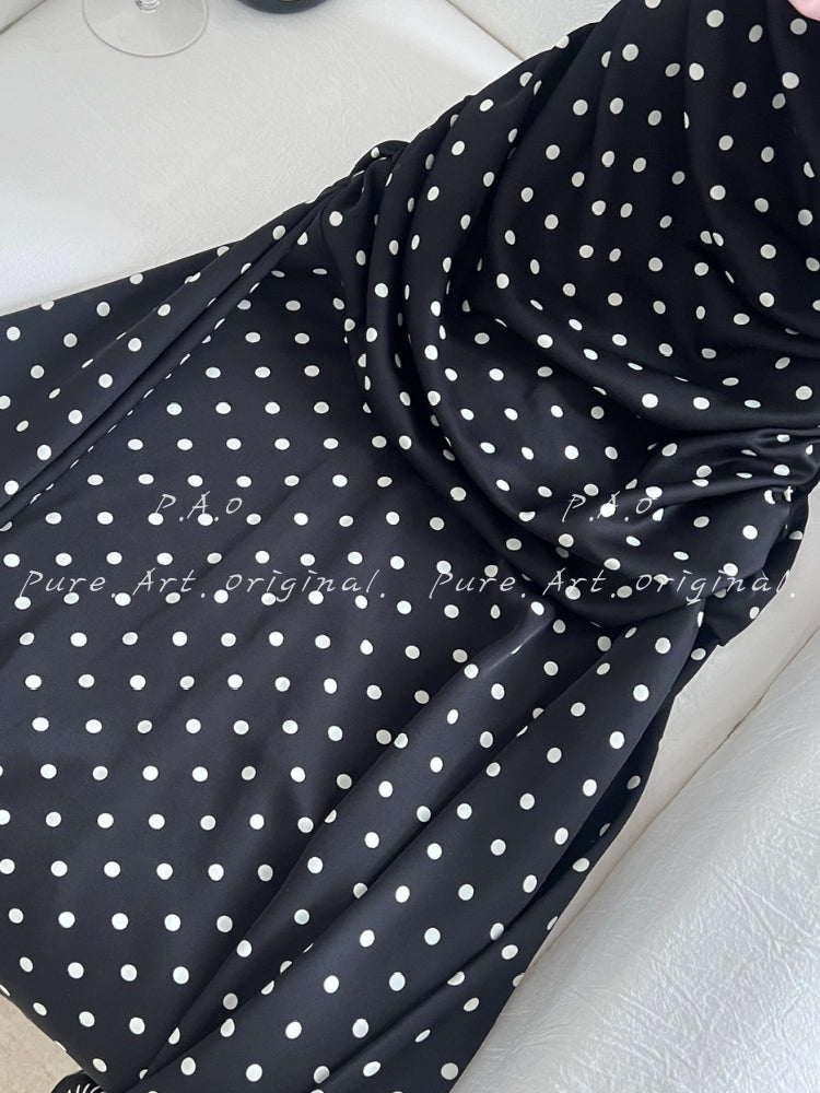 POLKA DOT BUTTERFLY WRAP MAXI DRESS