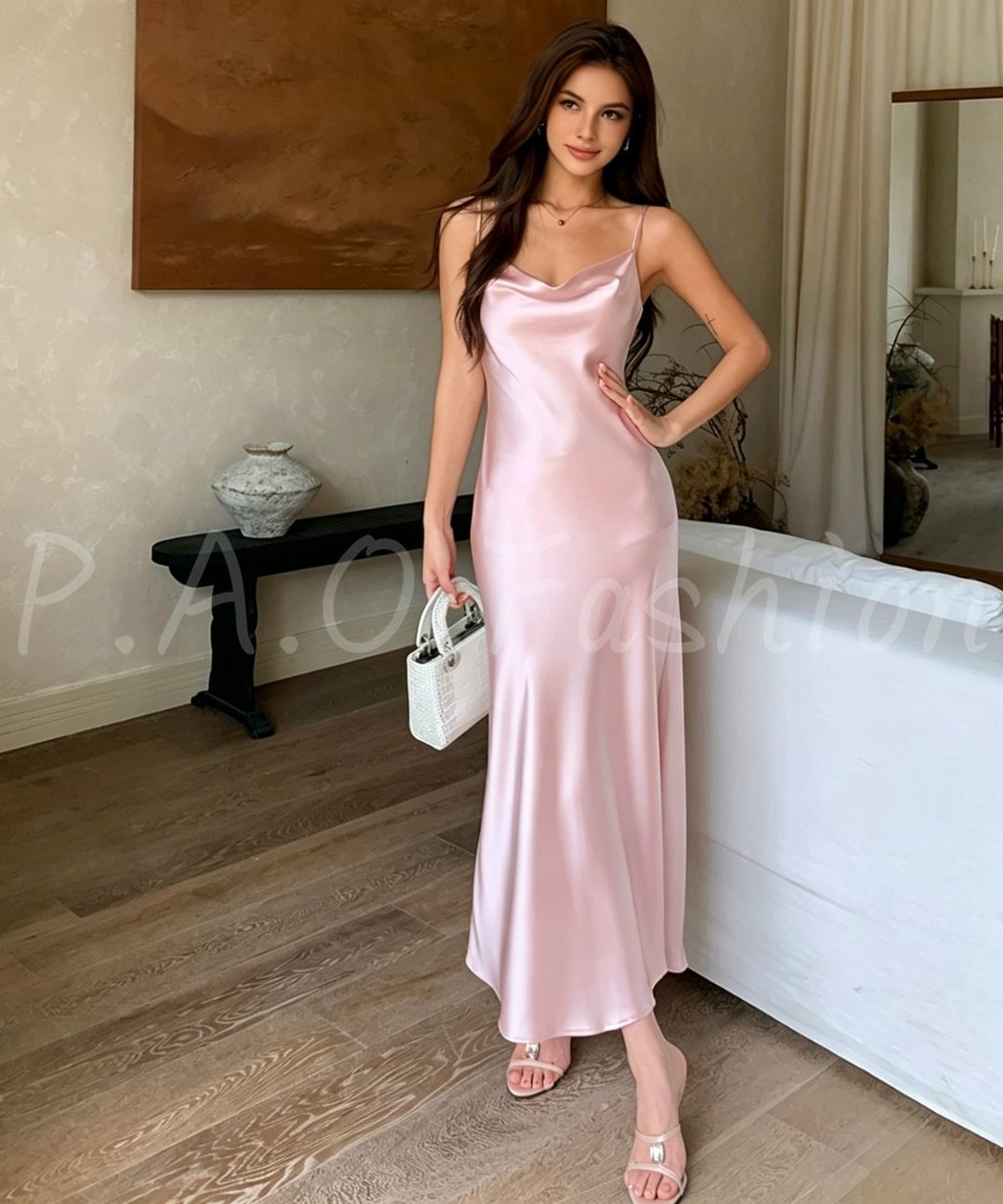 Satin Cowl Maxi Dress