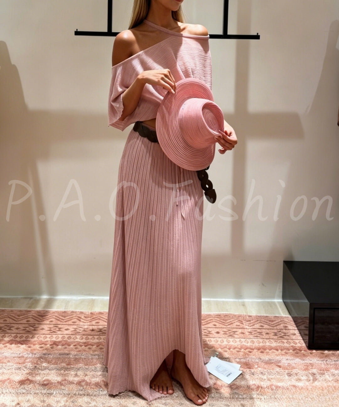 Sheer Tencel Off-Shoulder Knit Top