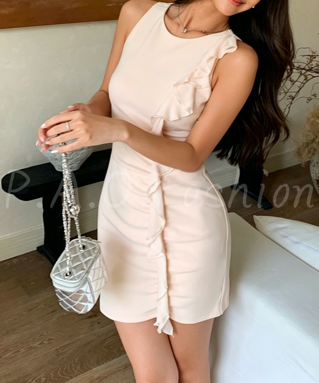Asymmetric Ruffle Mini Dress