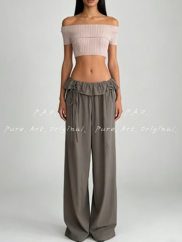Willow Draped High‑Waist Wide‑Leg Pants
