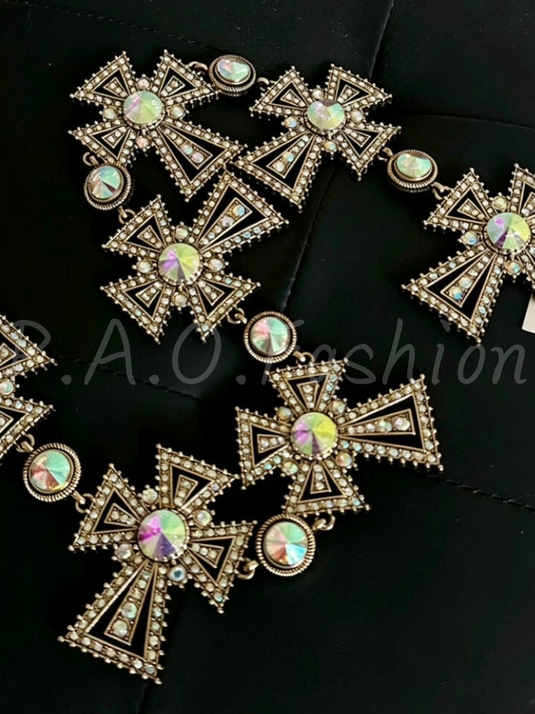 Baroque Cross Rhinestone Chain Waist Belt