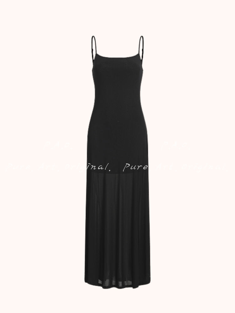 NOIR MESH SCULPT MIDI DRESS
