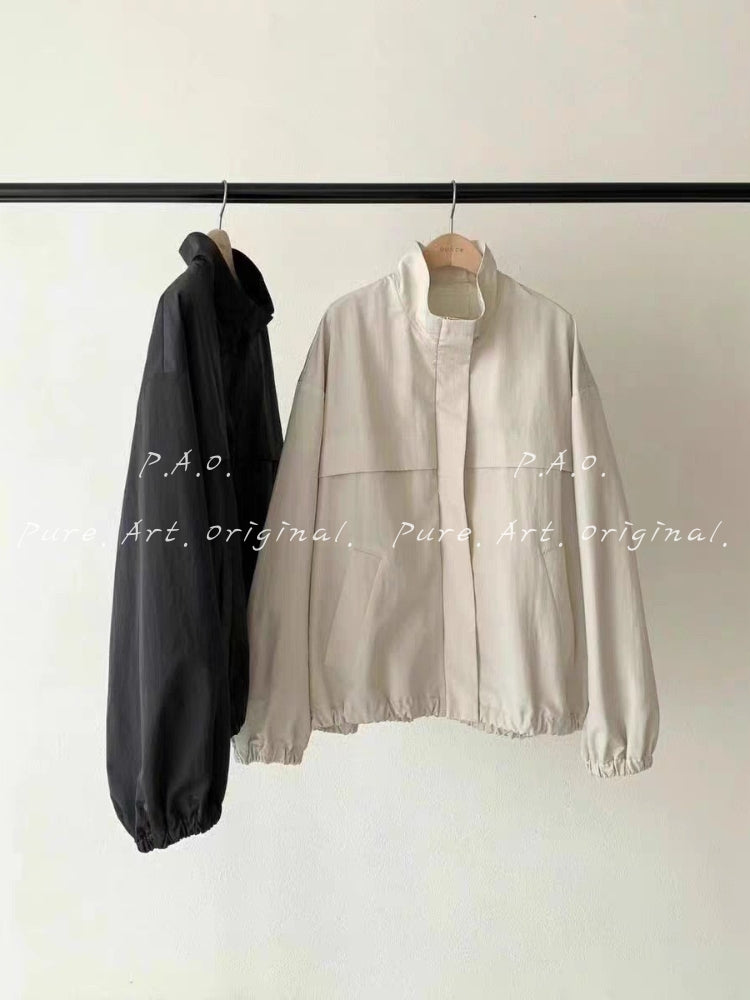 Lightweight Stand Collar Zip-Up Jacket