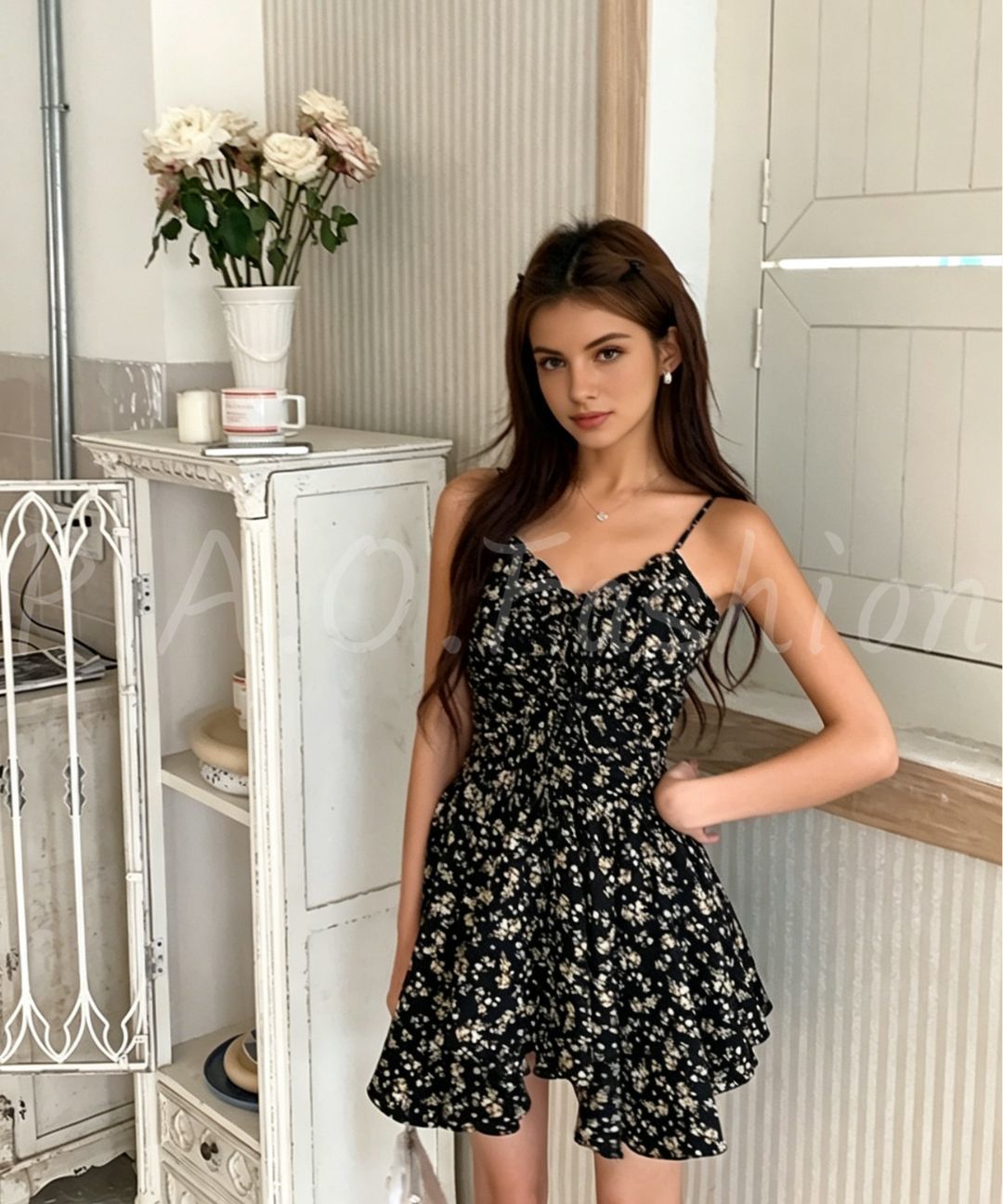 Floral Ruched Mini Dress