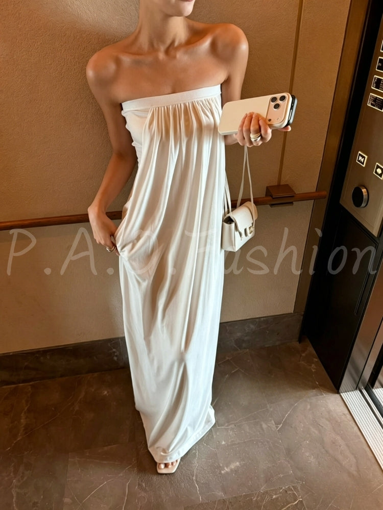 Lyocell Strapless Maxi Dress