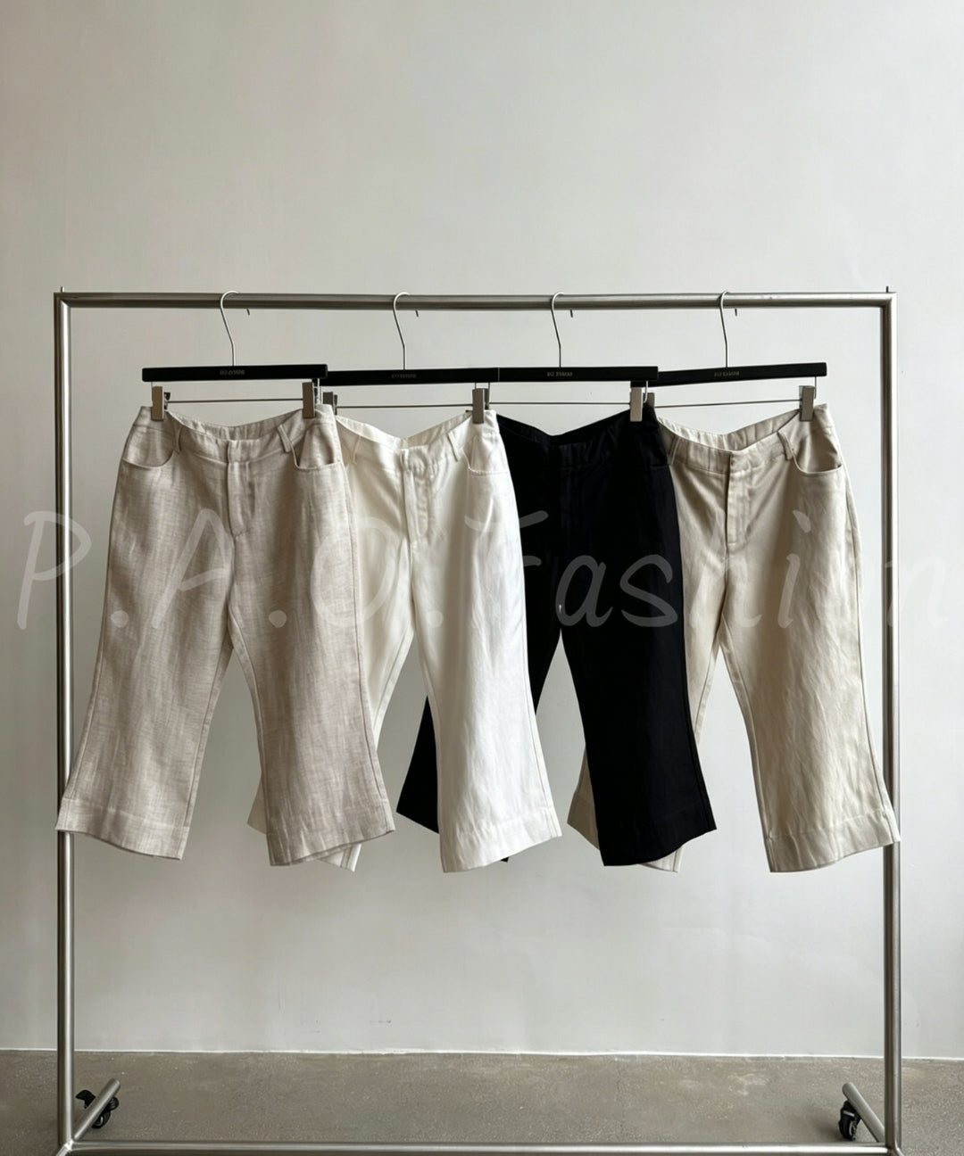 Lyocell Linen Blend Cropped Straight-Leg Pants