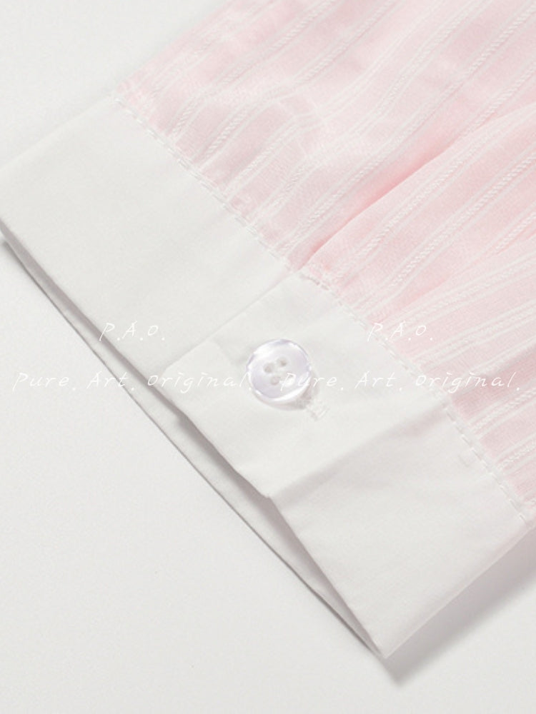 Blush Stripe Bubble Hem Shirt Dress