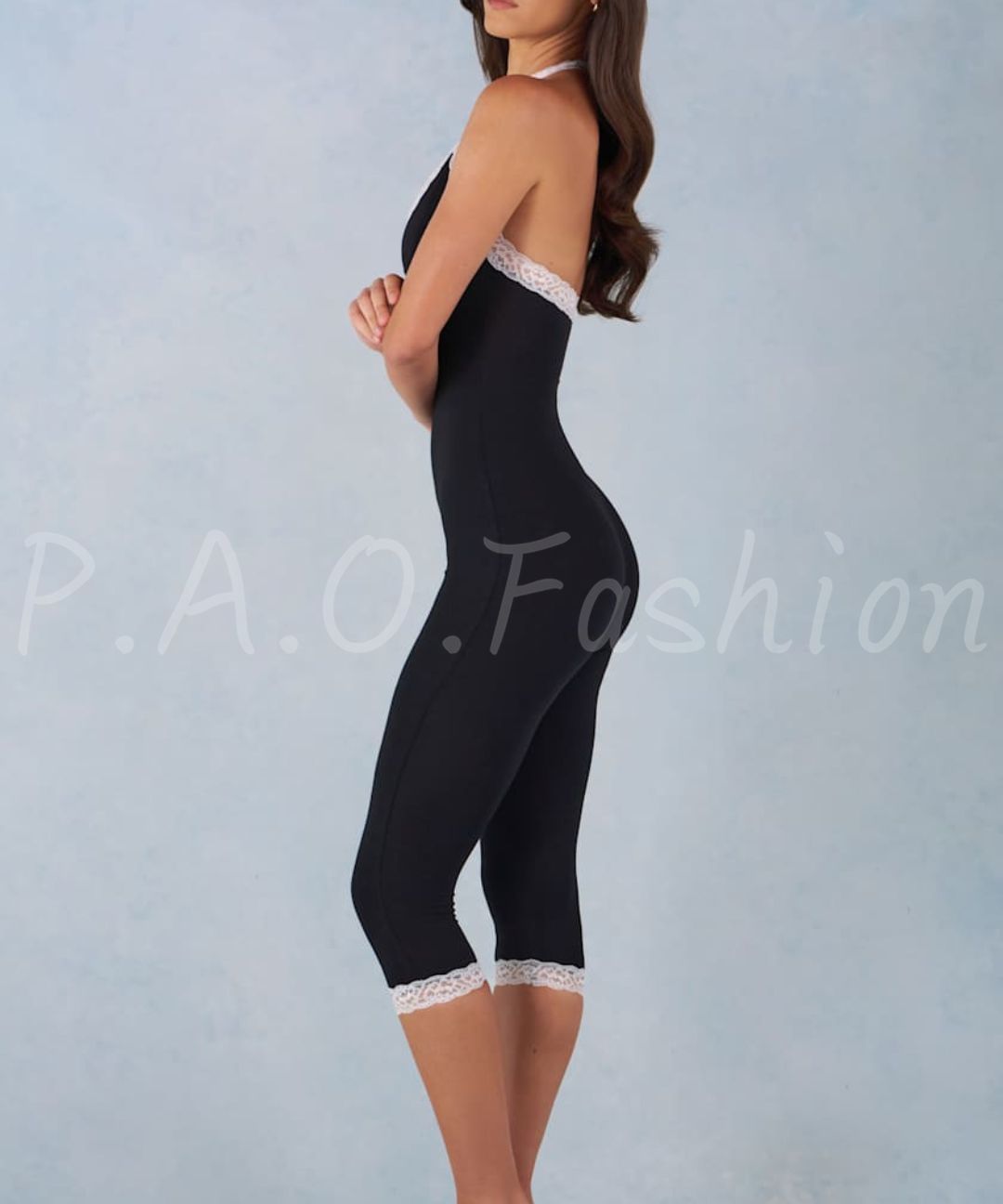 Lace Halter Capri Jumpsuit