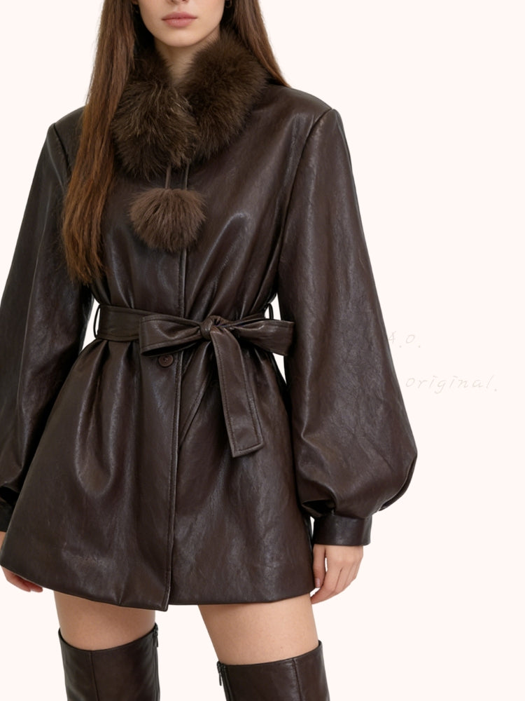 Leather-Style Outerwear Jacket