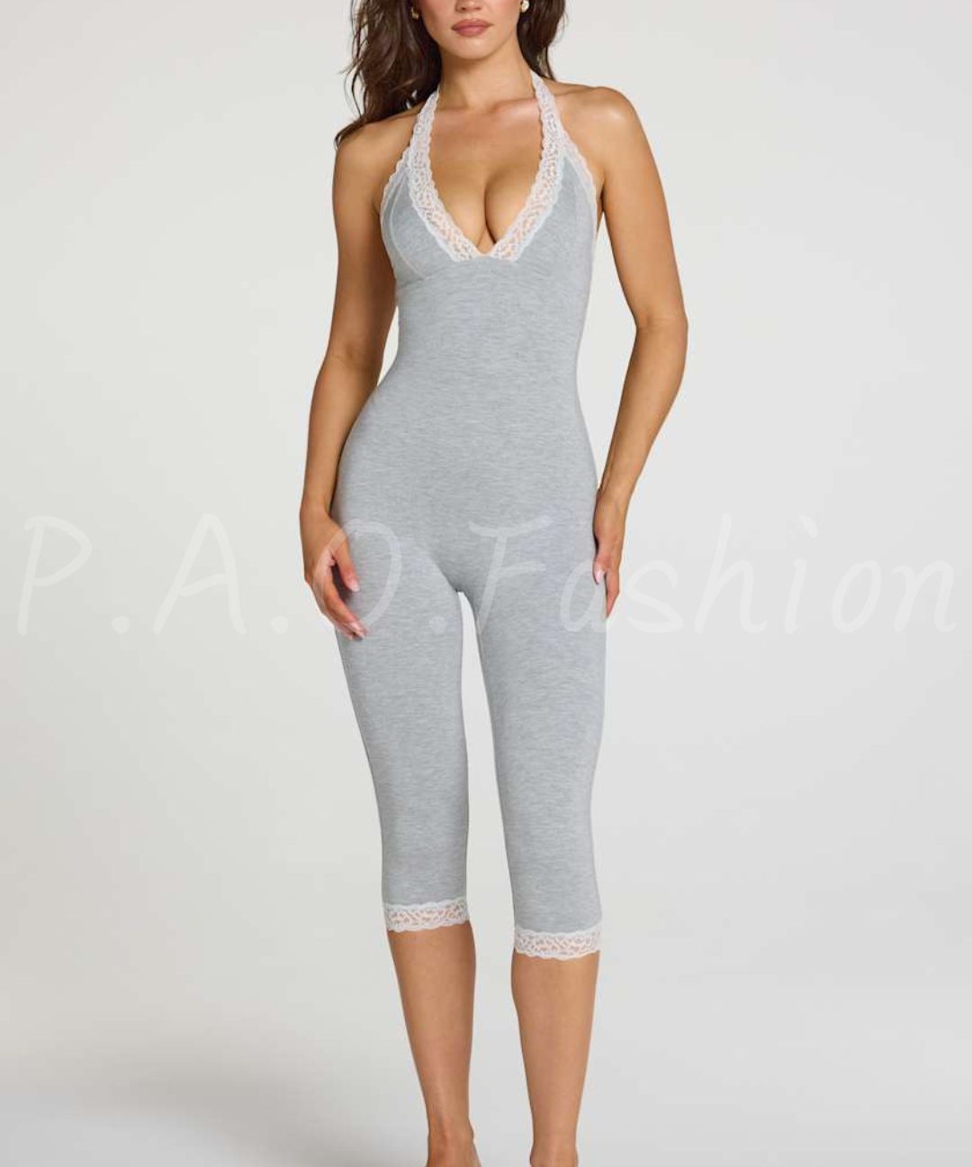 Lace Halter Capri Jumpsuit